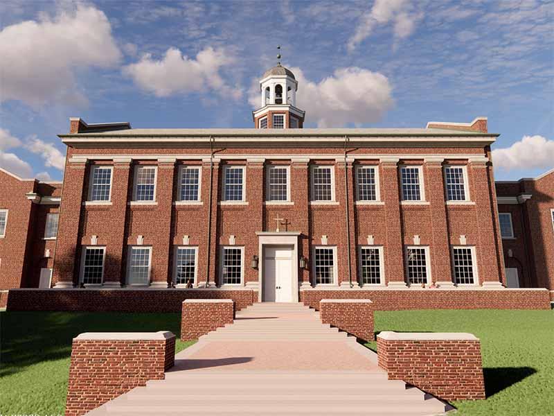 Rendering of the exterior of the new library